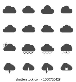 Cloud icons different versatile shape weather and computer storage