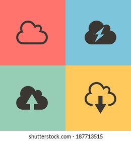 Cloud icons (download, upload, charge)