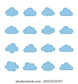 Cloud icons and elements, hand drawn style, vector illustration