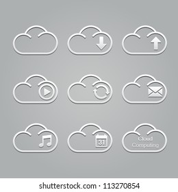 cloud icons : emboss style no.1