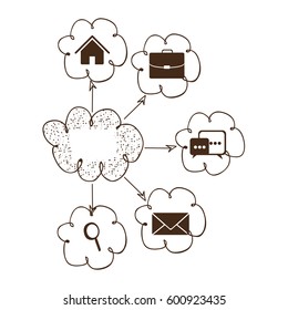 cloud icons network service connection, vector illustration