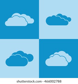 Cloud icons on blue background