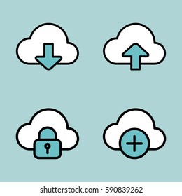 cloud icons on blue background