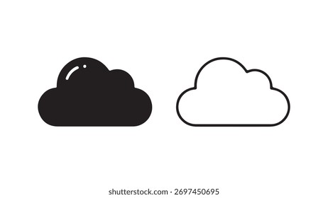 Iconos de nube con contorno y relleno sólido con fondo transparente