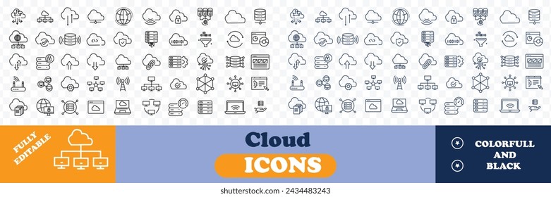 Cloud icons Pixel perfect. Storage,  data, ..