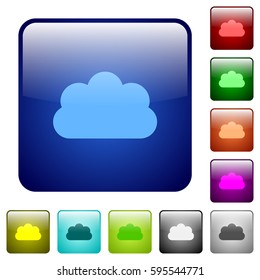 Cloud icons in rounded square color glossy button set