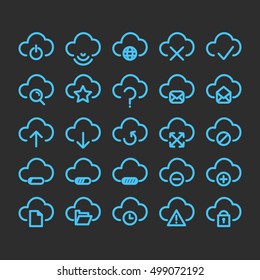 Cloud icons set for application and web