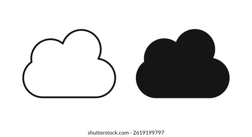 Cloud icons set in black colors on white background