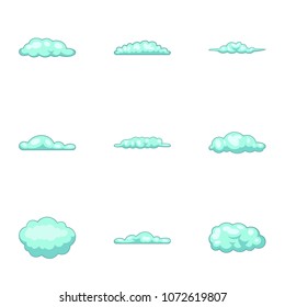 Cloud icons set. Cartoon set of 9 cloud vector icons for web isolated on white background