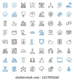 cloud icons set. Collection of cloud with startup, cotton candy, mind, network, development, eruption, server, ftp, pollution, discussion, spray. Editable and scalable cloud icons.