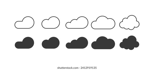 Cloud icons set. Different styles, cloud collection for icon design. Vector icons