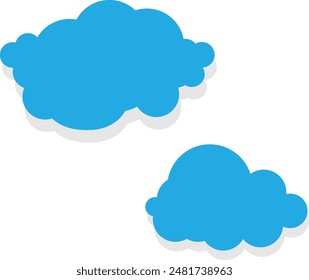 Cloud icons set in flat style isolated on blue background. Cloud web icons set. Simple vector symbols collection