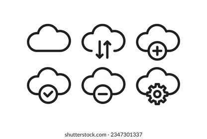 Cloud icons set. Functional icons for interfaces. Vector scalable graphics