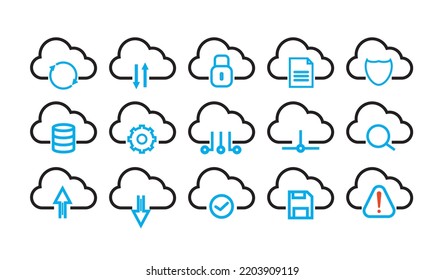 Cloud Icons Set Logo Illustration, Storage and Cloud network technology