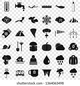 Cloud icons set. Simple style of 36 cloud vector icons for web for any design