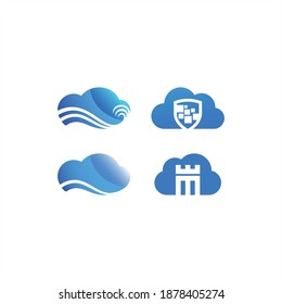 Cloud icons set. Simple two colors computing symbols, signs and logos.