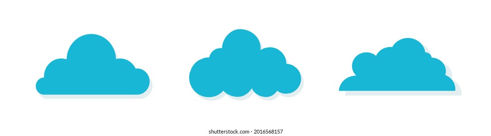 Cloud Icons Set in trendy flat style isolated on blue background. Cloud symbol for your web site