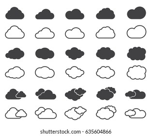cloud icons set, upload signs vector illustration