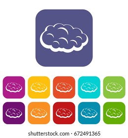 Cloud icons set vector illustration in flat style In colors red, blue, green and other