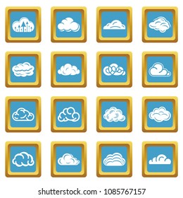 Cloud icons set vector sapphirine square isolated on white background 