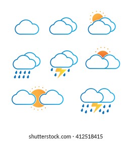 Cloud Icons Set. Weather Icons Set. Forecast icons Set