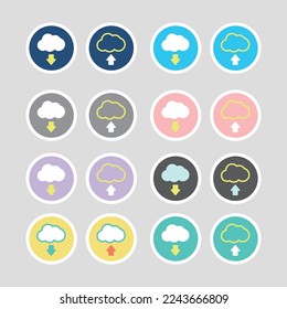 Iconos de nube para cargar y descargar ilustración vectorial. La ilustración en la nube se puede utilizar en web o aplicación de otro fondo.