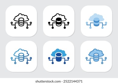 Cloud-Symbole mit verschiedenen Designstilen