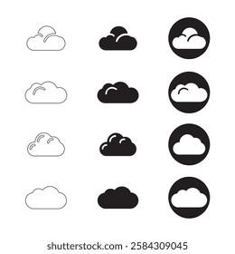 Cloud Icons in Various Styles and Formats. flat, outline, and minimalist vector icons on a white background.
