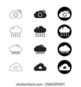 Cloud Icons in Various Styles and Formats. flat, outline, and minimalist vector icons on a white background.
