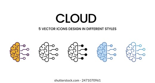 Cloud icons vector set stock illustration.