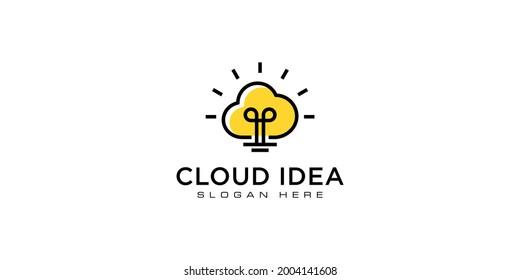 cloud idea bulb logo vector design
