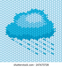 cloud illustration based on embroidery and woven pattern, homespun 
