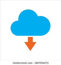 cloud illustration. cloud with download. Concept of cloud computing. vector icon concept.