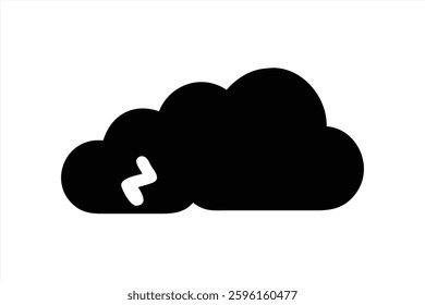 Cloud illustration featuring a stylized design with a lightning bolt. This artwork captures a dramatic weather condition in a simple and modern style, suitable for various creative projects.