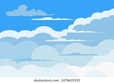 
Ilustración de la nube en estilo plano. Fondo de Vector con nubes de dibujos animados blancas.