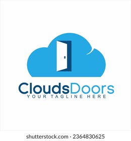 Cloud illustration logo design with door