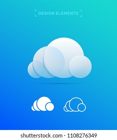 Cloud illustration. Material design, origami paper, flat and line art style