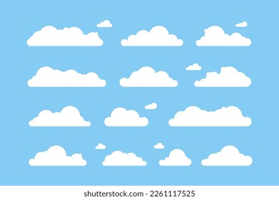 Cloud illustration. set of clouds flat illustration. cartoon style vector. abstract bubble sky icon