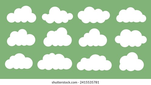 Ilustración en la nube, cielo, blanco, cúmulo, esponjoso, brillante, clima, azul, nuboso, atmósfera, banner de vector luminoso y plano para el sitio web de la página de aterrizaje