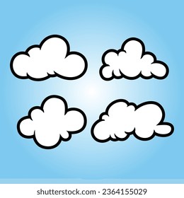 Cloud Illustration sticker clipart vector set, flat design