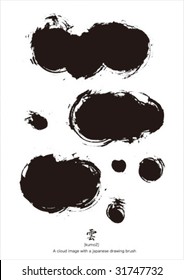 A cloud image with a japanese drawing brush, vector format