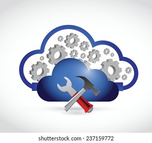 cloud industrial connection illustration design over a white background