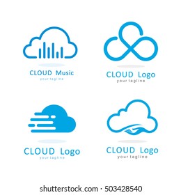CLOUD INFINITY MUSIC FAST HAND LOGO ICON TEMPLATE SET
