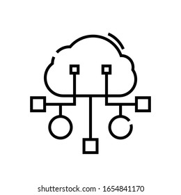 Cloud info line icon, concept sign, outline vector illustration, linear symbol.