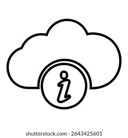 cloud info line icon design. cloud info thin black outline symbol vector illustration. editable stroke icon on transparent background.