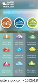 Cloud infographic banner design. clouds icons for infographics.