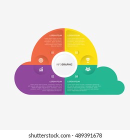 cloud infographic template pie charts with 4 steps