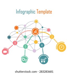 Cloud infographics template. Vector illustration.