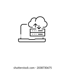 Cloud information storage server connected to your laptop. Pixel perfect, editable stroke icon