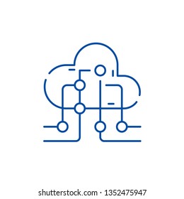 Concepto de icono de línea de tecnología de la información en nube. Símbolo vectorial plano de la tecnología de la información en la nube, signo, ilustración de esquema.
